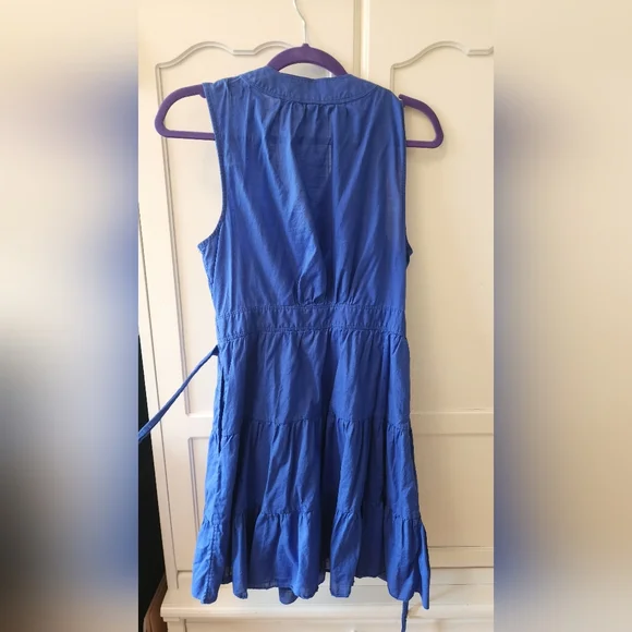 BANANA REPUBLIC blue wrap dress with pockets, size M - Picture 5 of 12